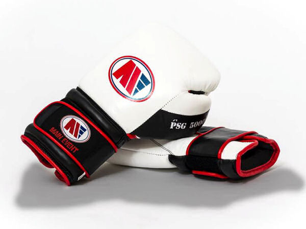 Main Event PSG 5000 Pro Spar Boxing Gloves Velcro White Black